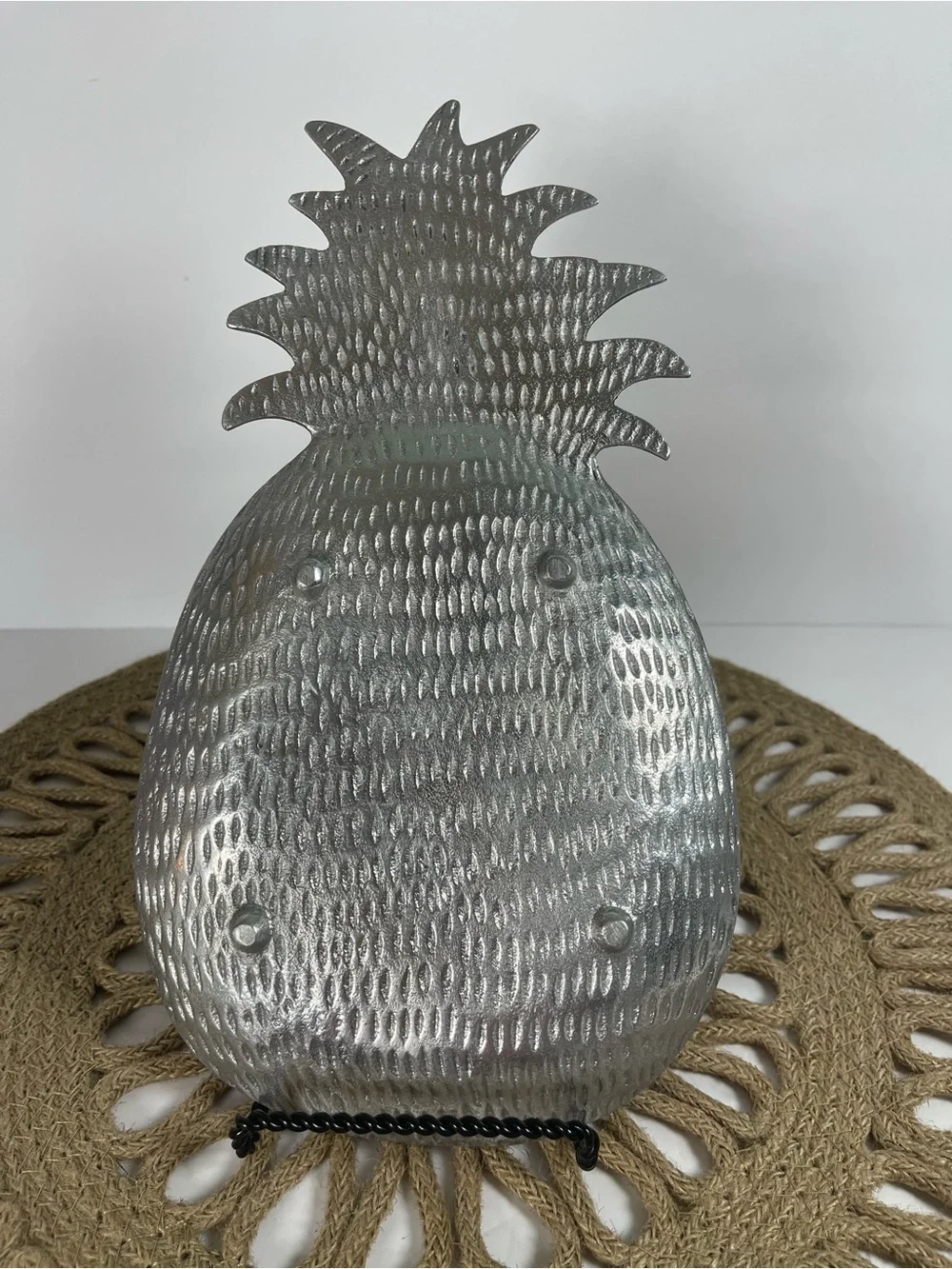 Vintage IHI Pewter Pineapple Serving Tray Made in India Tropical Decor 11”